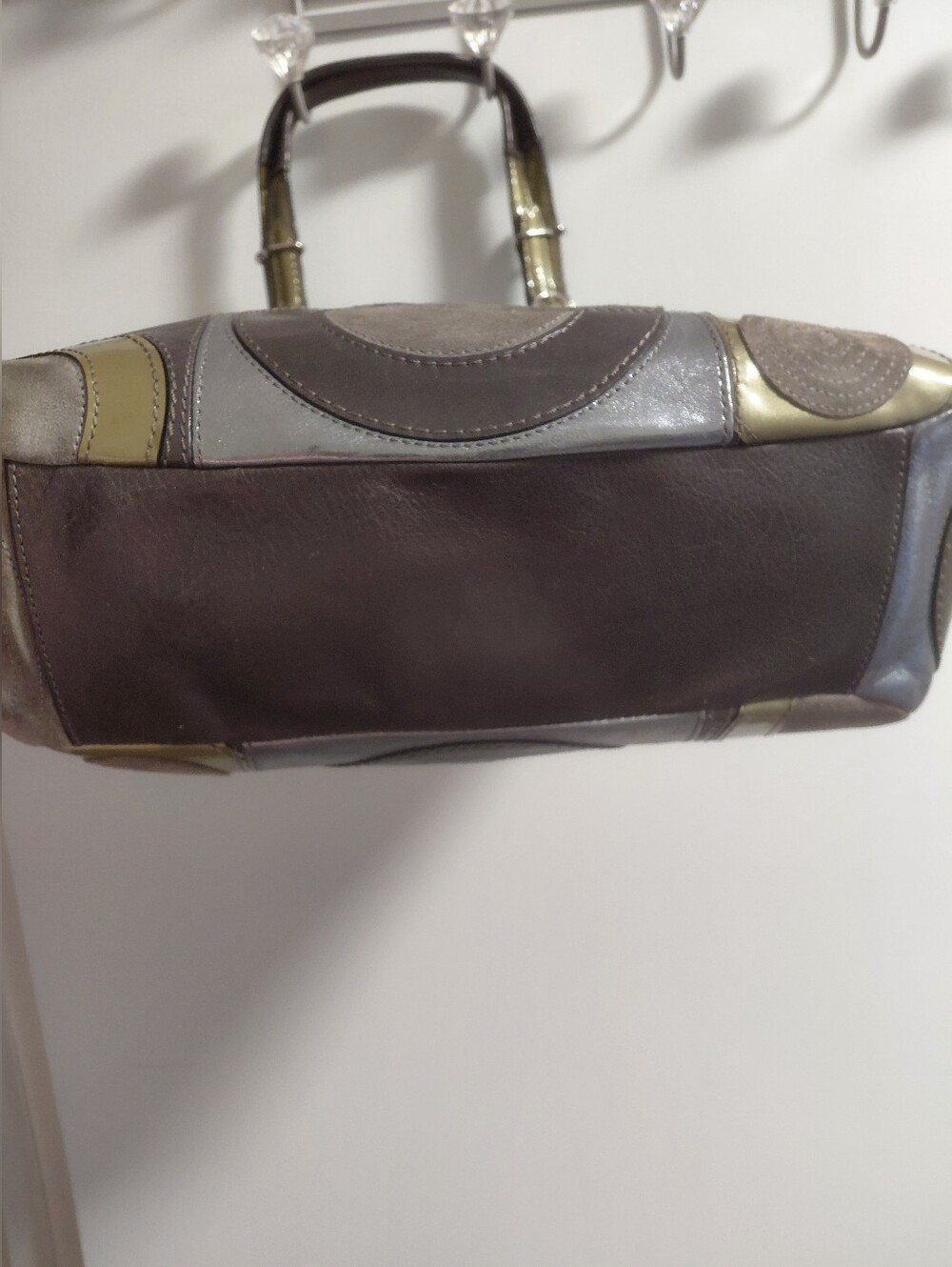 Coach Mia OP Artwork Tote in Olive/Gray/Gold/Silver Suede Leather 15748 - Picture 7 of 14